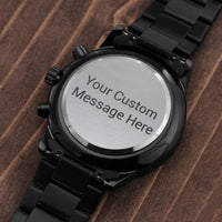 Load image into Gallery viewer, Men&#39;s Engraved Black Chronograph Watch
