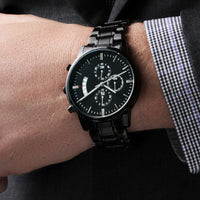 Load image into Gallery viewer, Men&#39;s Engraved Black Chronograph Watch
