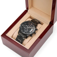 Load image into Gallery viewer, Men&#39;s Engraved Black Chronograph Watch
