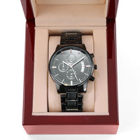 Load image into Gallery viewer, Men&#39;s Engraved Black Chronograph Watch

