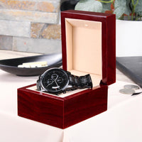Load image into Gallery viewer, Men&#39;s Engraved Black Chronograph Watch
