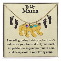Load image into Gallery viewer, Mama I&#39;m Still Growing Inside You Custom Baby Feet Necklace with Birthstone 2
