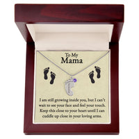 Load image into Gallery viewer, Mama I&#39;m Still Growing Inside You Custom Baby Feet Necklace with Birthstone 2
