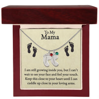 Load image into Gallery viewer, Mama I&#39;m Still Growing Inside You Custom Baby Feet Necklace with Birthstone 2

