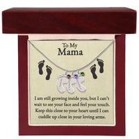 Load image into Gallery viewer, Mama I&#39;m Still Growing Inside You Custom Baby Feet Necklace with Birthstone 2
