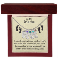 Load image into Gallery viewer, Mama I&#39;m Still Growing Inside You Custom Baby Feet Necklace with Birthstone 2
