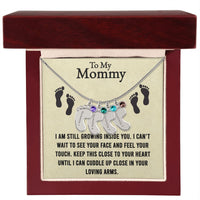 Load image into Gallery viewer, Mama I am Still Growing Inside You Custom Baby Feet Necklace with Birthstone
