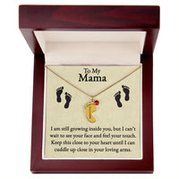 Load image into Gallery viewer, Mama I&#39;m Still Growing Inside You Custom Baby Feet Necklace with Birthstone 2
