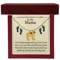 Load image into Gallery viewer, Mama I&#39;m Still Growing Inside You Custom Baby Feet Necklace with Birthstone 2
