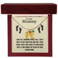 Load image into Gallery viewer, Mama I am Still Growing Inside You Custom Baby Feet Necklace with Birthstone
