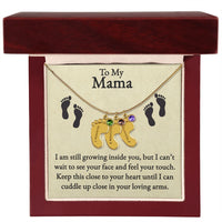 Load image into Gallery viewer, Mama I&#39;m Still Growing Inside You Custom Baby Feet Necklace with Birthstone 2
