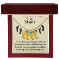 Load image into Gallery viewer, Mama I&#39;m Still Growing Inside You Custom Baby Feet Necklace with Birthstone 2
