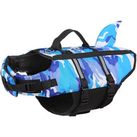 Load image into Gallery viewer, Camouflage Shark Dog Life Jacket - Blue or Fuchsia
