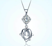 Load image into Gallery viewer, Dolphin Crystal and Sterling Silver Necklace
