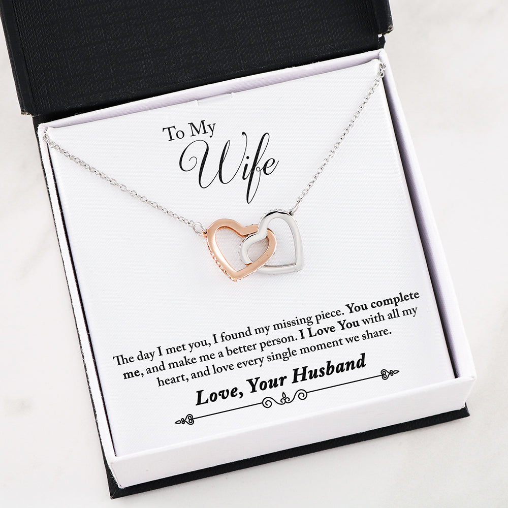 My Wife You Complete Me Interlocking Heart Necklace