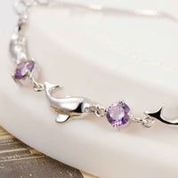Load image into Gallery viewer, Dolphins Crystal and Silver Plated Bracelet
