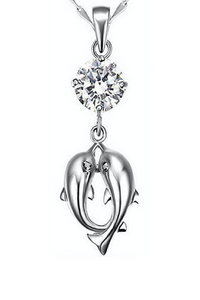 Load image into Gallery viewer, Dolphin Crystal and Sterling Silver Necklace
