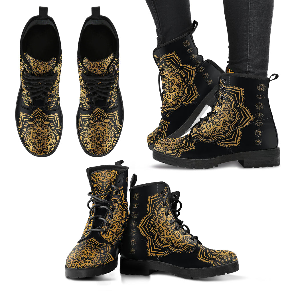 Gold Chakra Mandala Women's Eco-Friendly Leather Boots