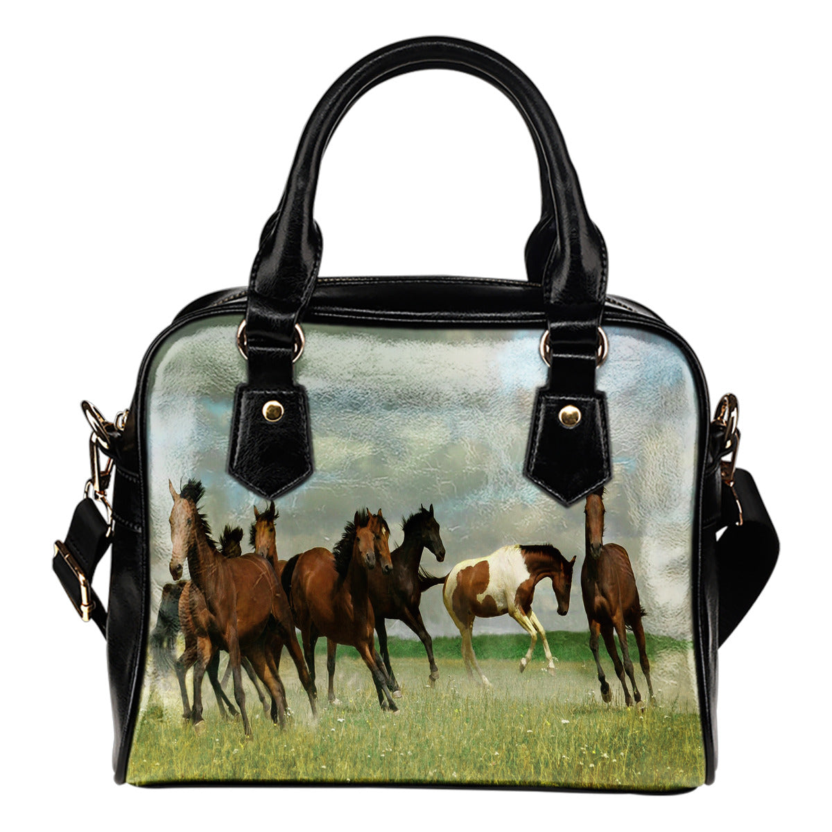 Horses Running Free Shoulder Handbag