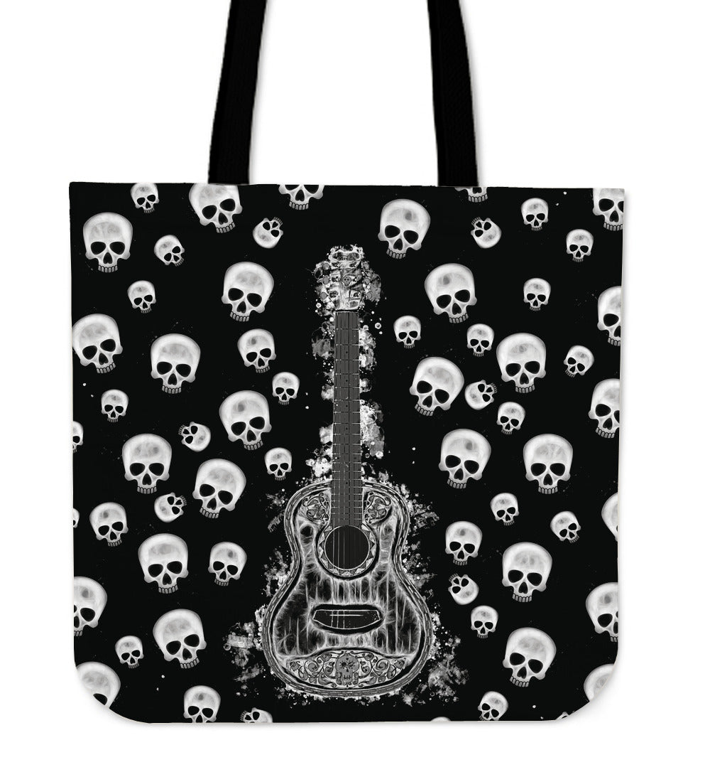 Guitar and Skulls Tote Bag