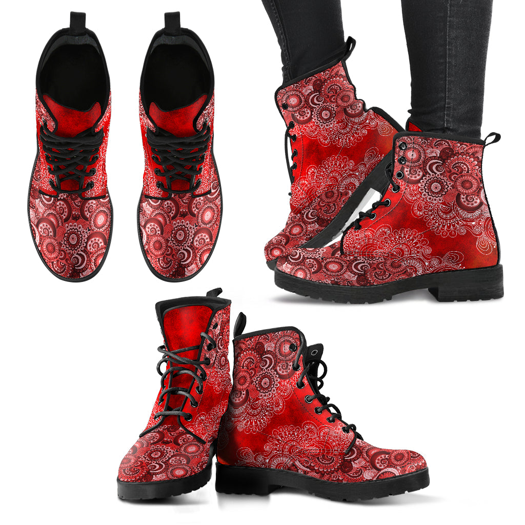 Red Mandala Women's Eco-Friendly Leather Boots