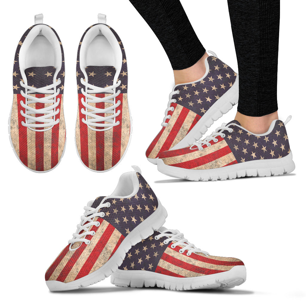 USA Stars and Stripes Women's Sneakers White Soles