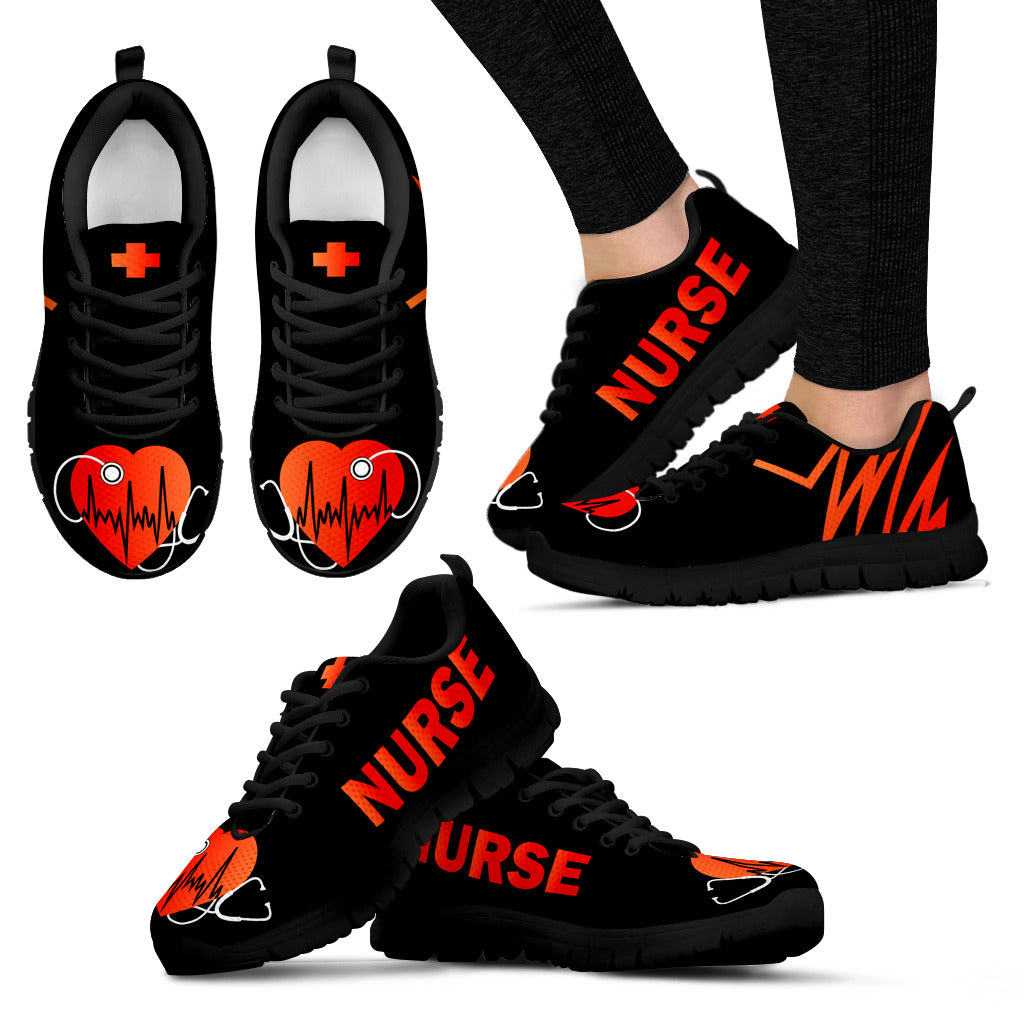Nurse's Heart Women's Sneakers Black Soles