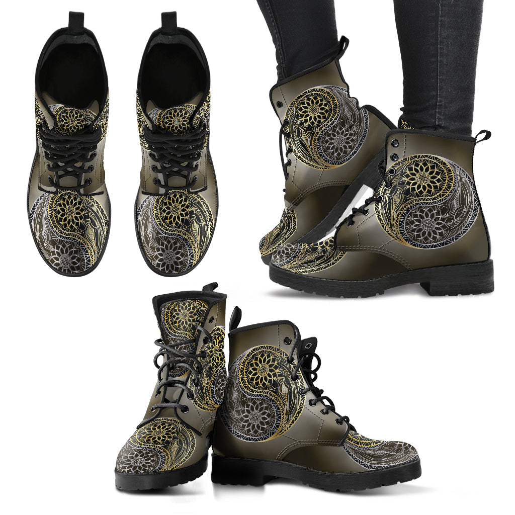 Yin Yang Mandala Women's Eco-Friendly Leather Boots