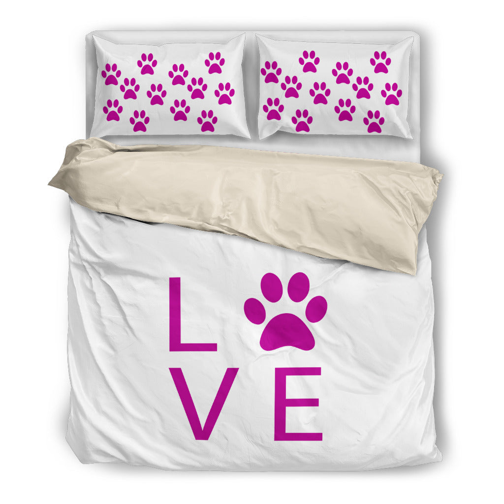 Bright Purple Paw Prints Bedding Set - $114.95 - $124.95