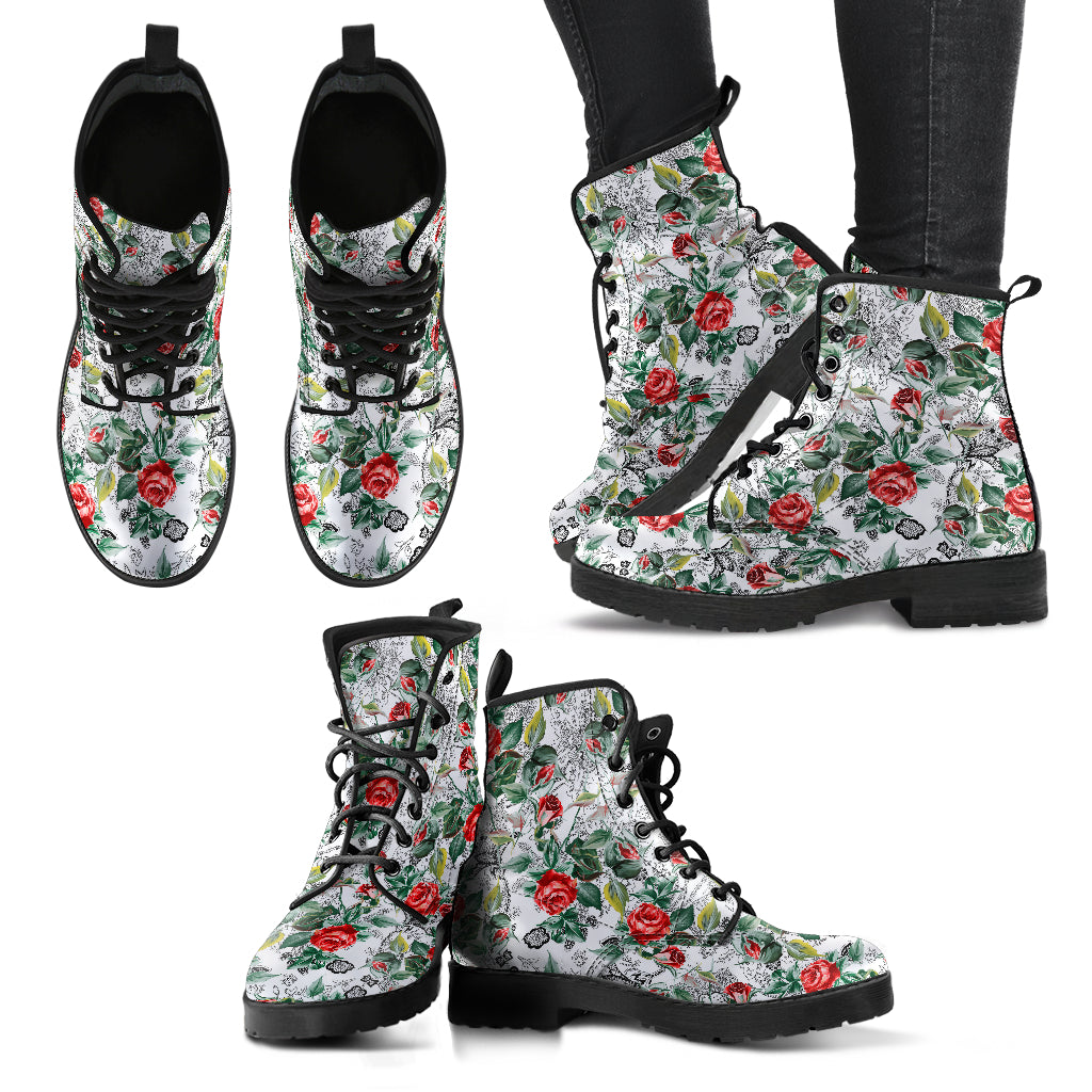 Red Flower Women's Eco-Friendly Leather Boots