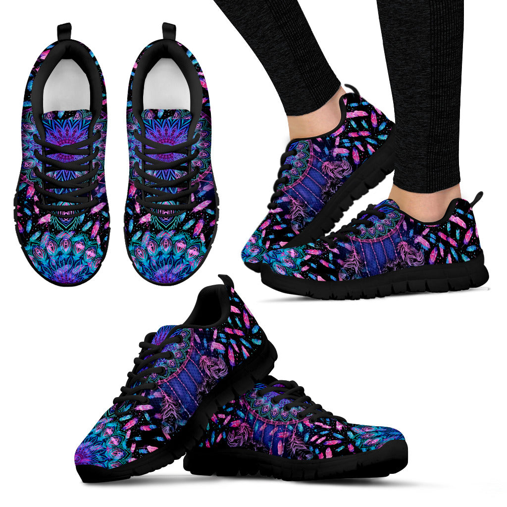 Blue Purple and Pink Women's Sneakers Black Soles