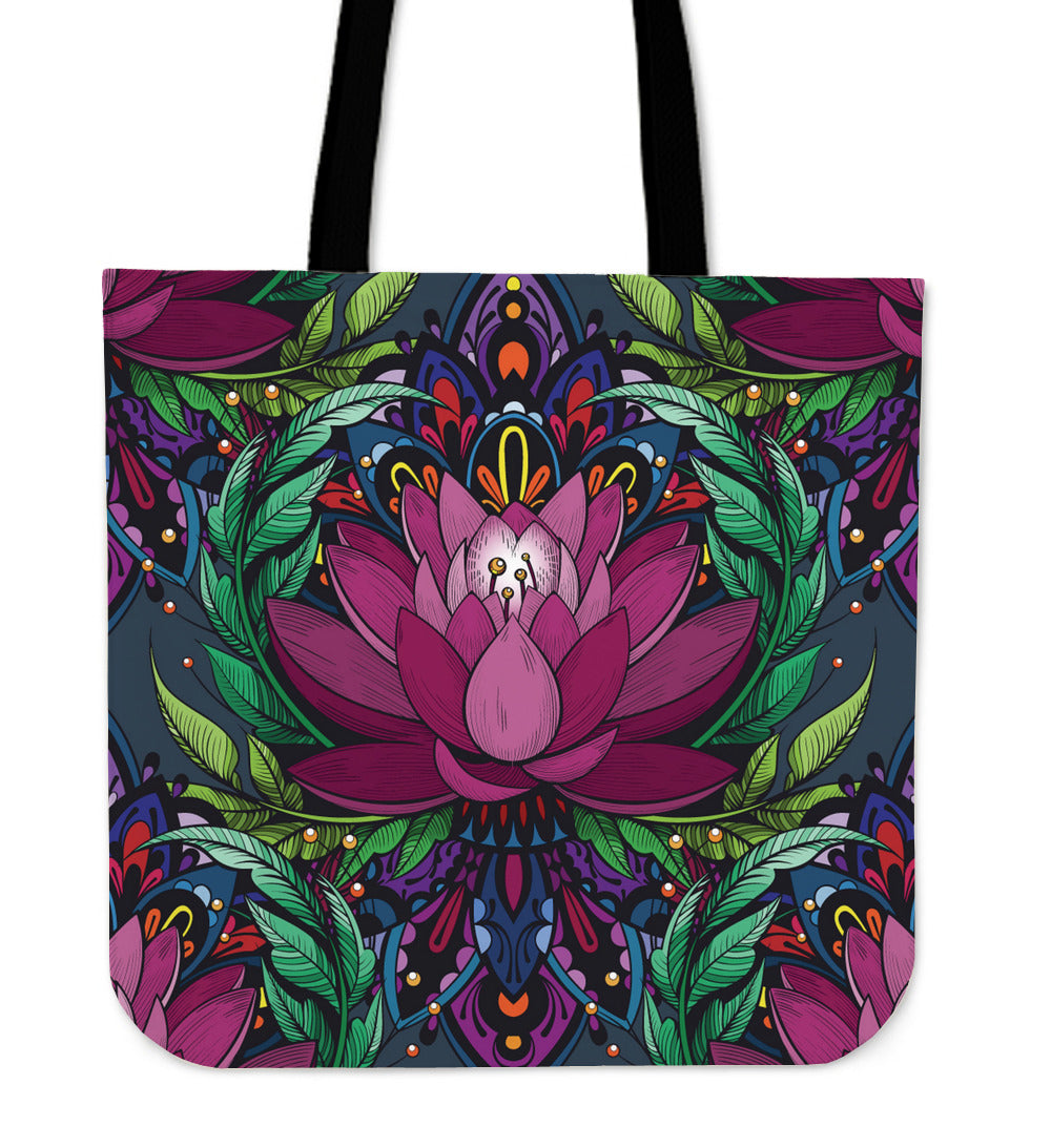 Colorful Lotus Tote Bag