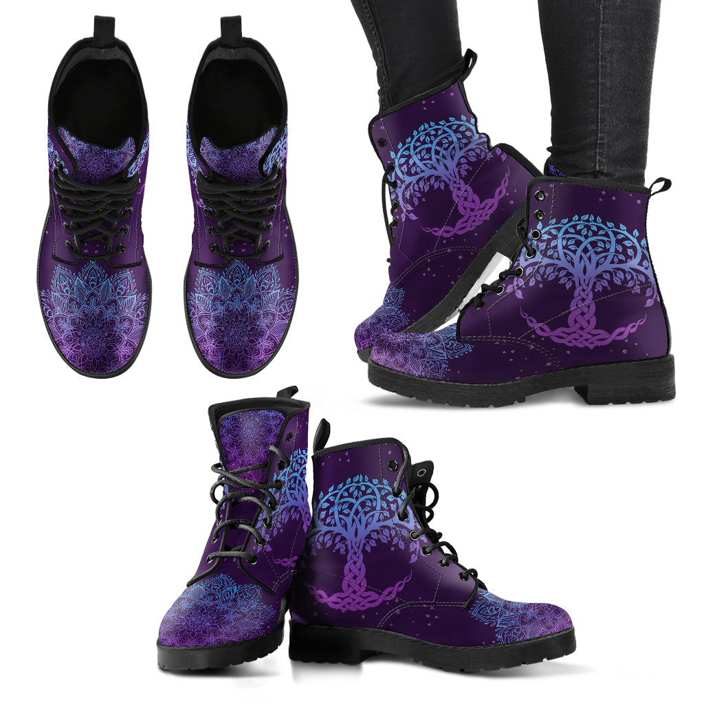 Purple Tree Of Life Women's Eco-Friendly Leather Boots
