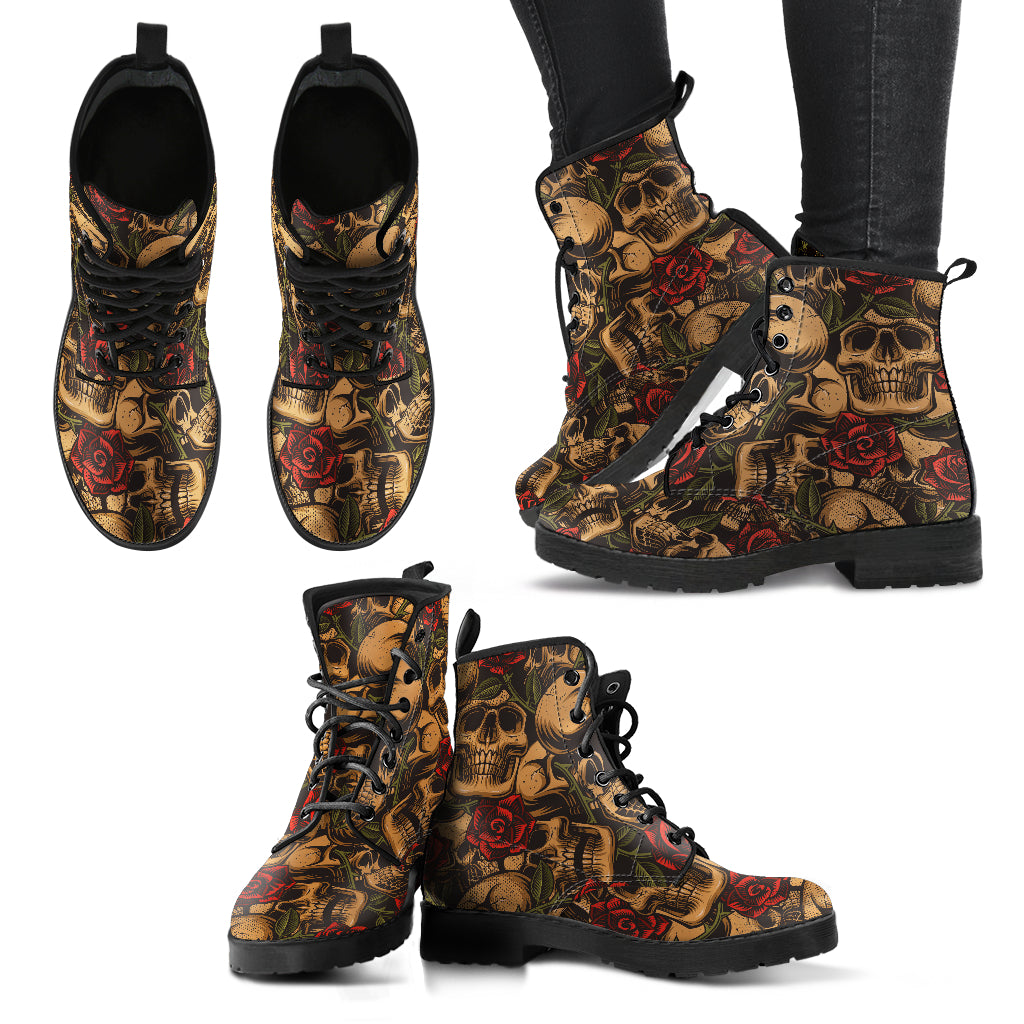 Skull And Roses Women's Eco-Friendly Leather Boots