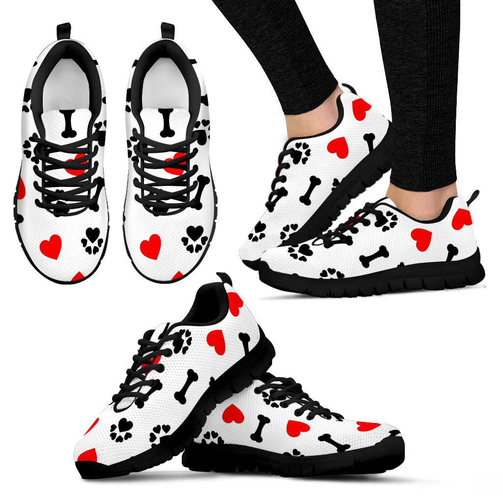 I Heart Dog Women's Sneakers Black Soles