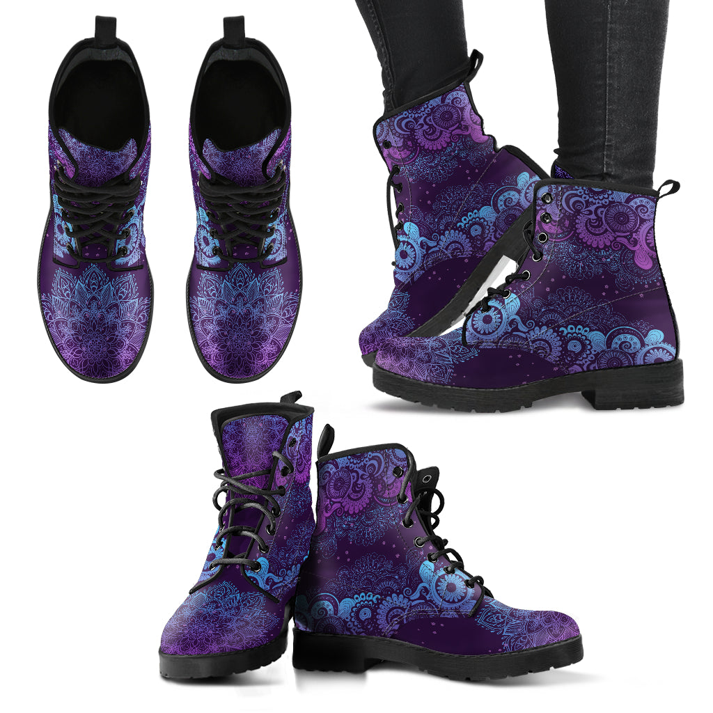Purple Paisley Women's Eco-Friendly Leather Boots