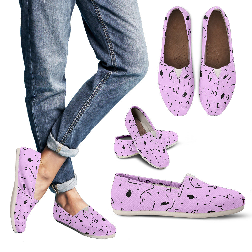 Cat's Silhouette Women's Pink Casual Canvas Shoes