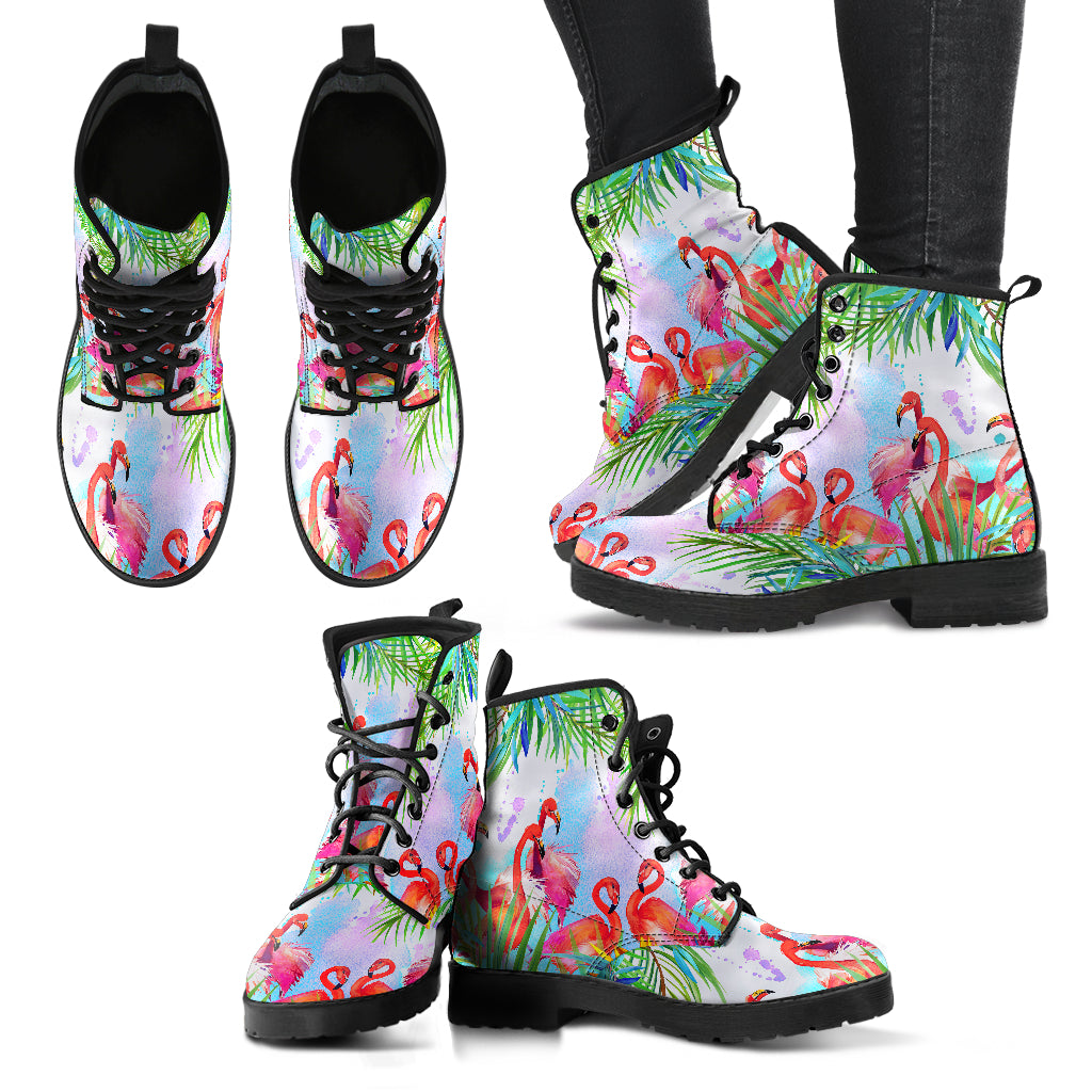 Tropical Flamingo Women's Eco-Friendly Leather Boots