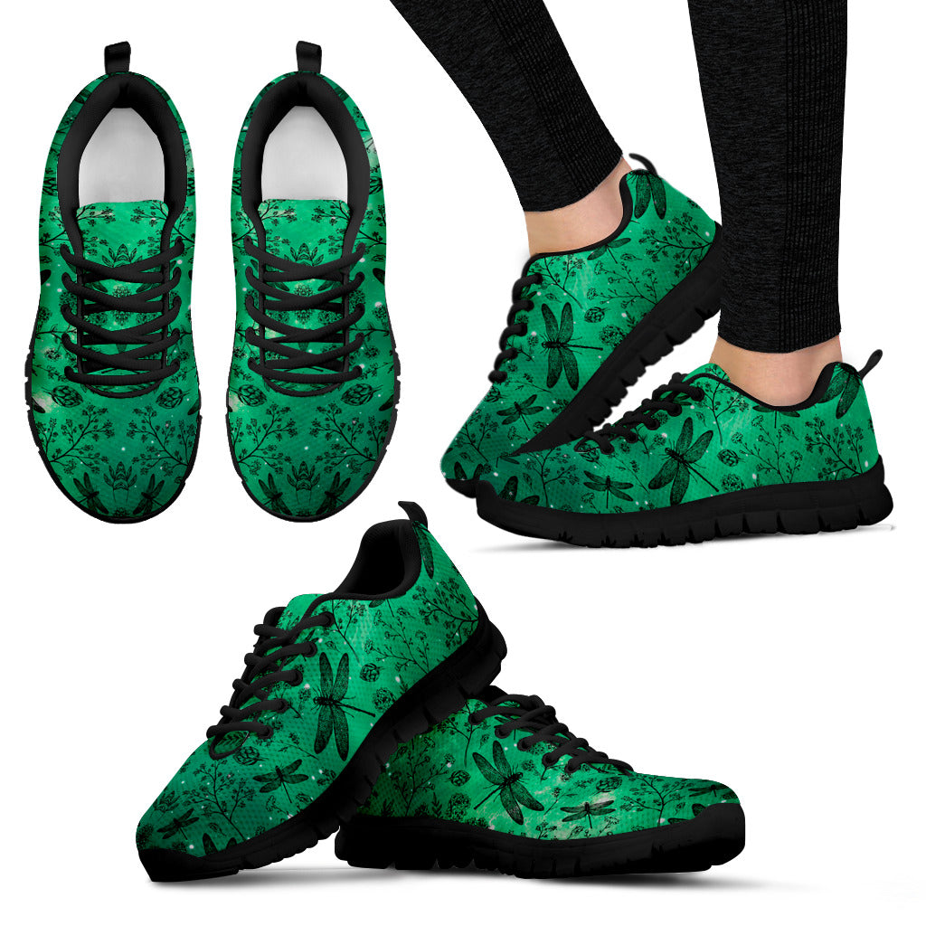 Dragonfly Green Women's Sneakers Black Soles