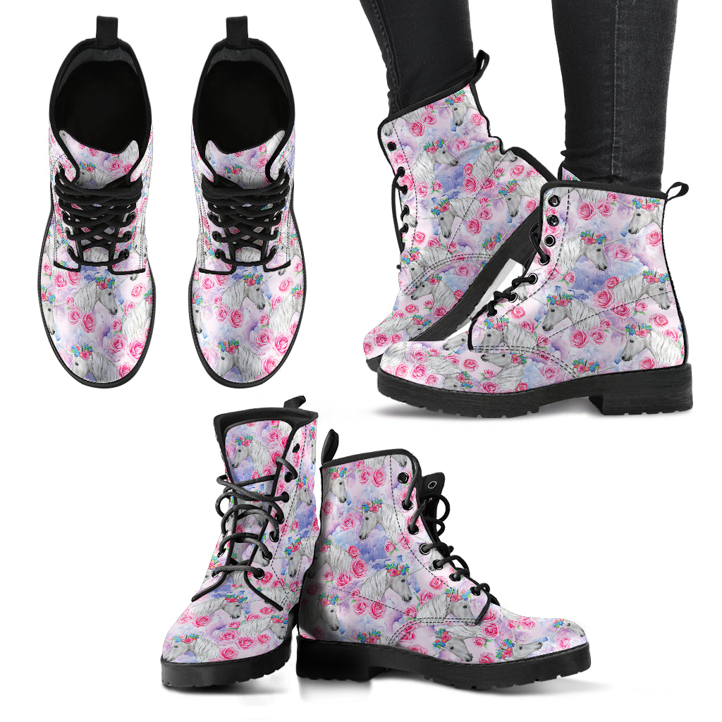 Unicorn And Roses Women's Eco-Friendly Leather Boots