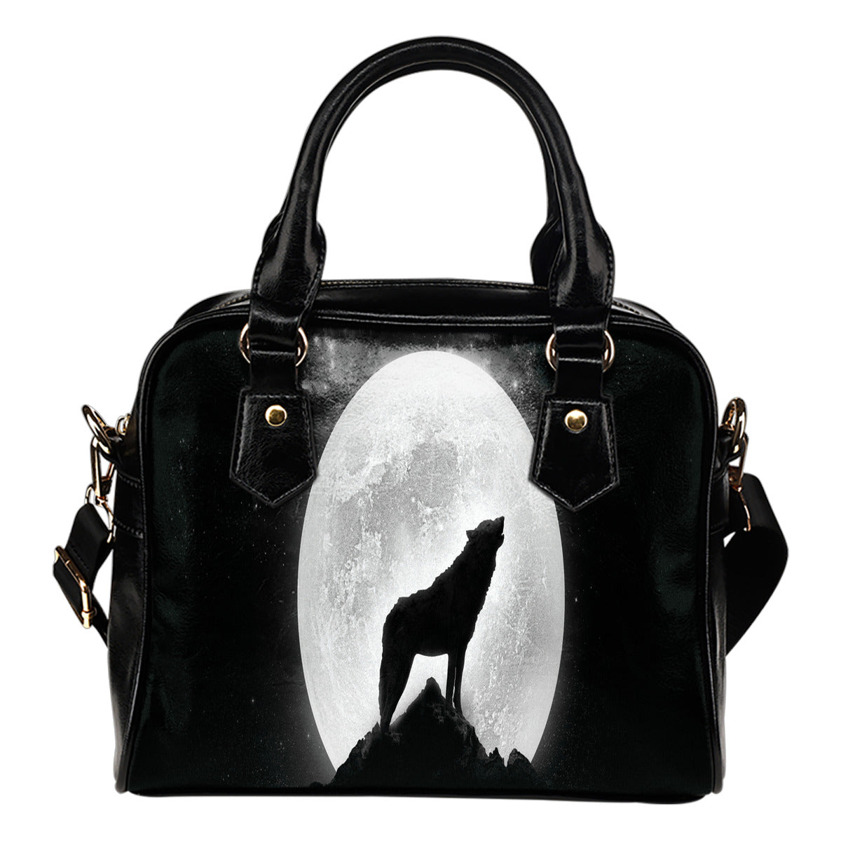 Wolf Howling At The Moon Shoulder Handbag
