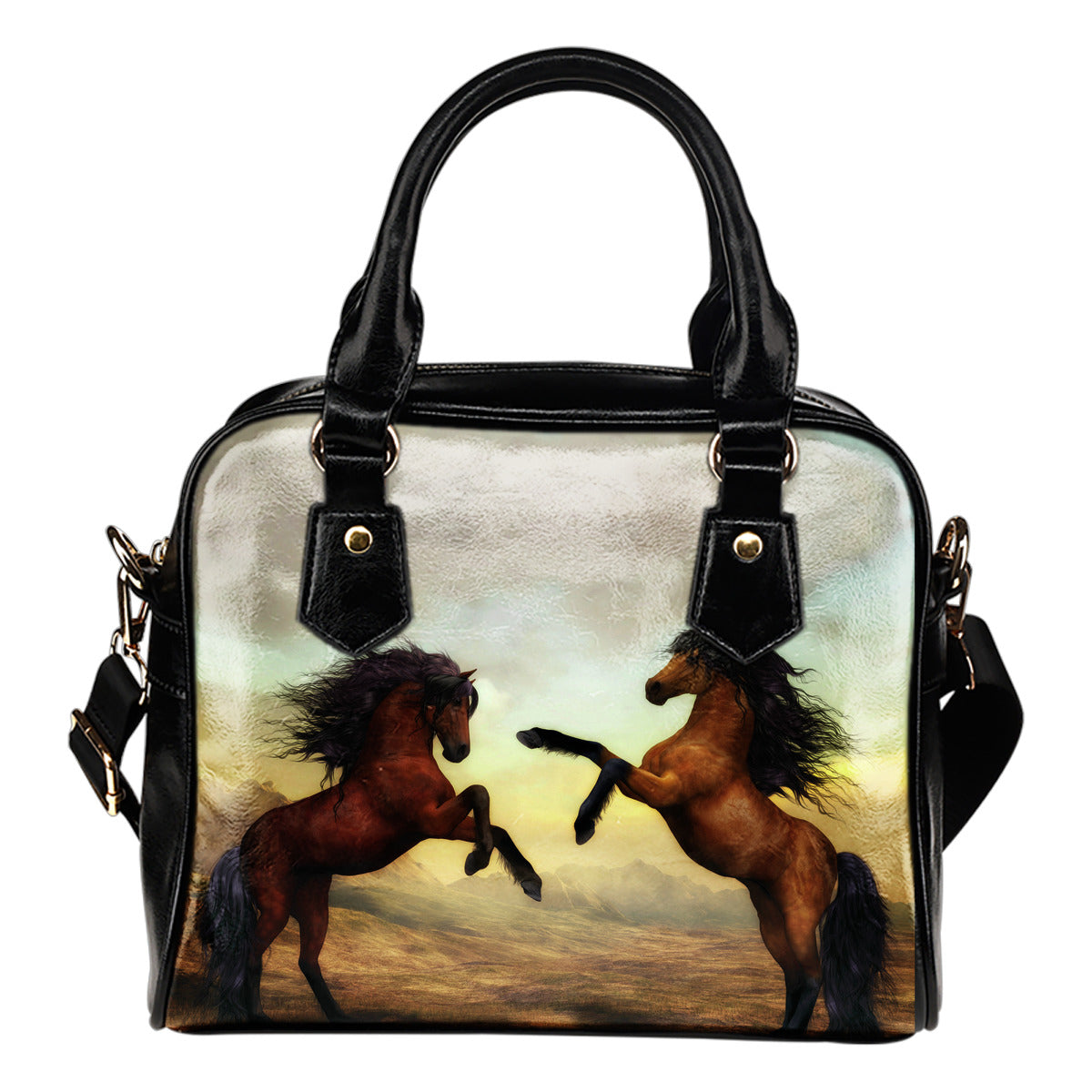 Stallion Horses Shoulder Handbag