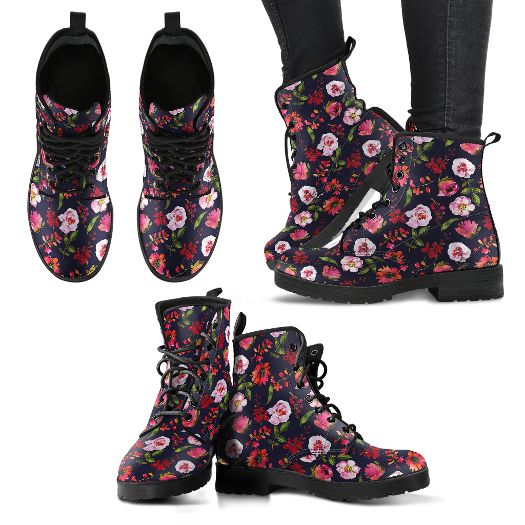 Roses Peonies Women's Eco-Friendly Leather Boots