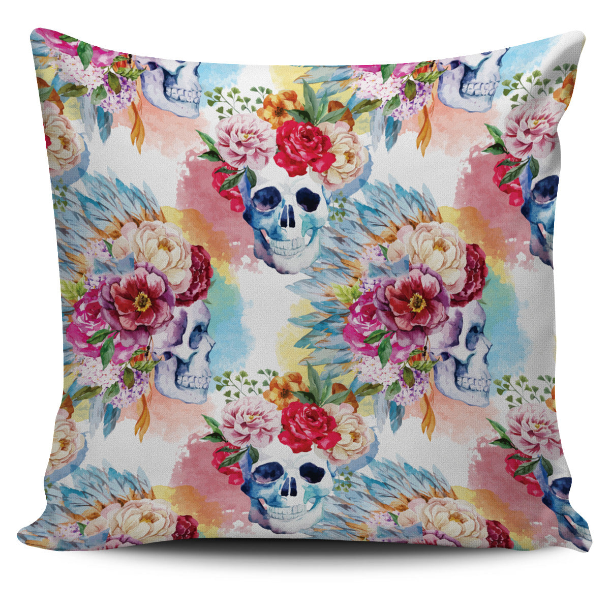 Flower Skull Pillow Cover