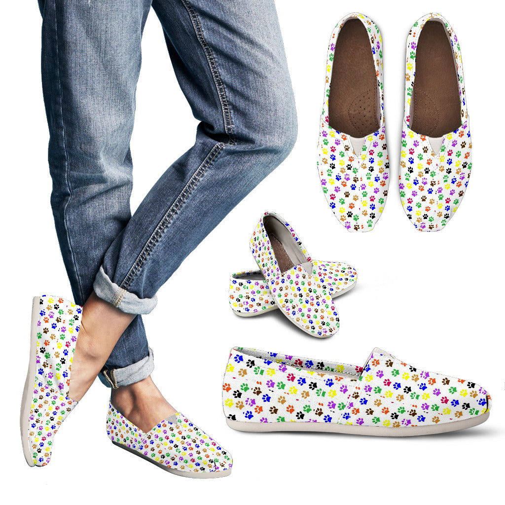 Colorful Paw Print Women's Casual Canvas Shoes