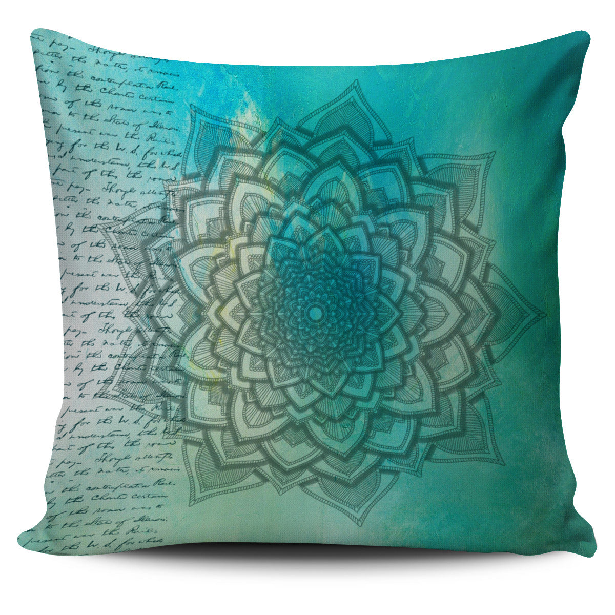 Teal Mandala Pillow Cover