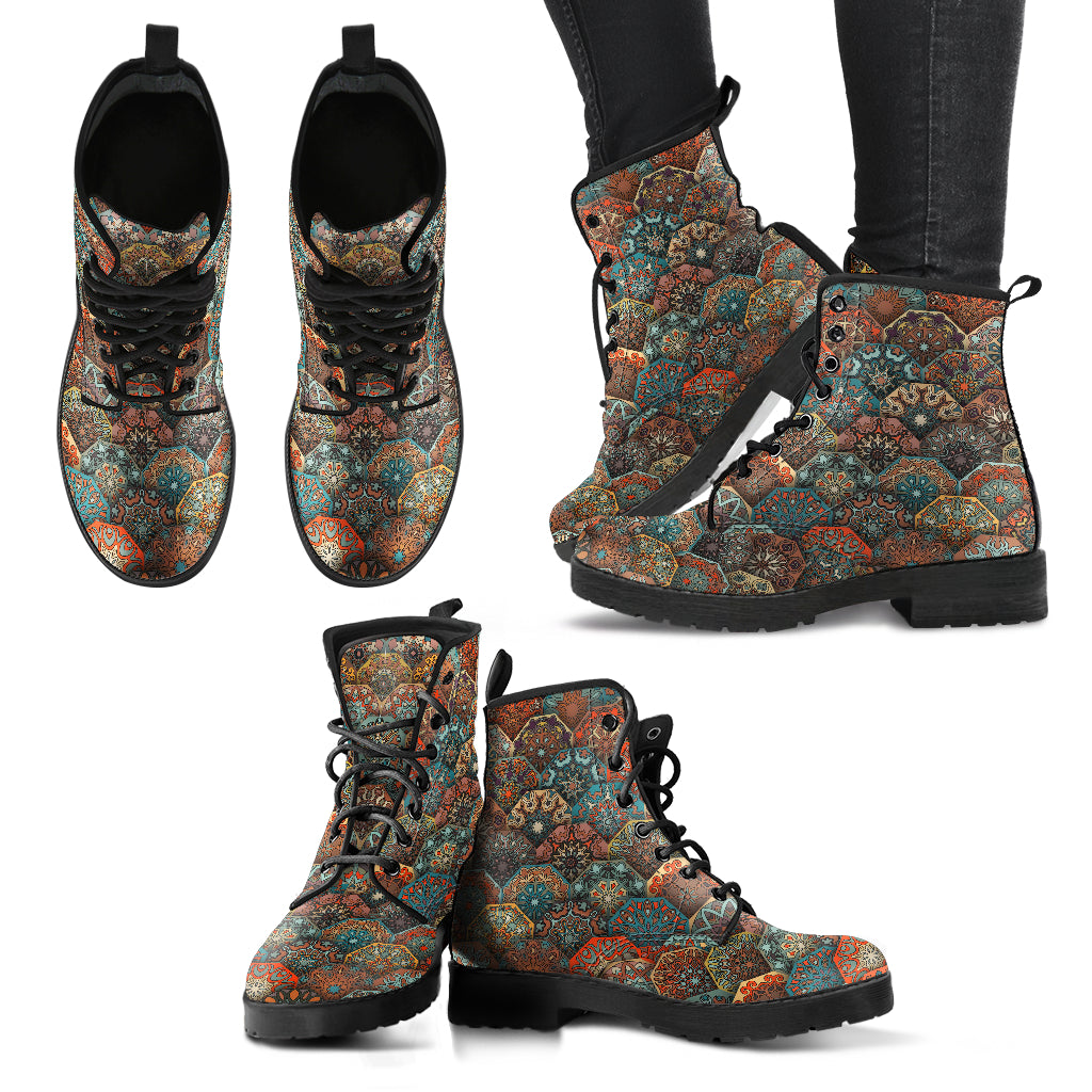 Brown Mandala Women's Eco-Friendly Leather Boots