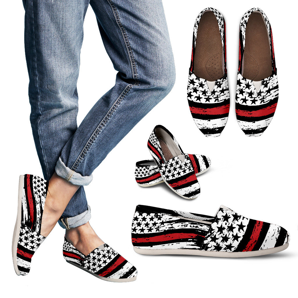 Thin Red Line Women's Casual Canvas Shoes | SuperCool Doodads