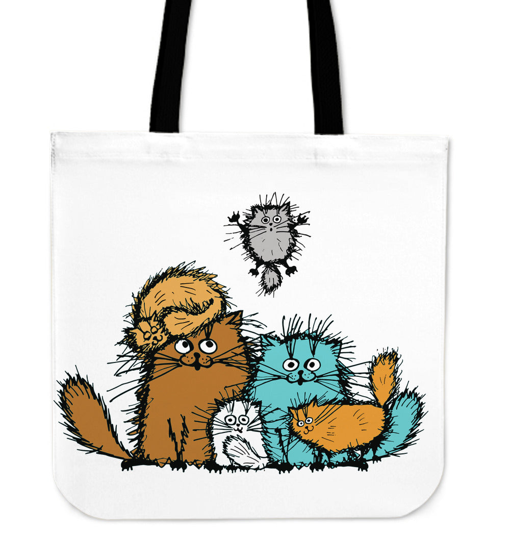 Fuzzy Teal Cat Tote Bag