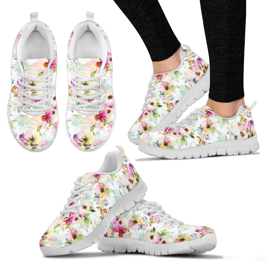 Floral Women's Sneakers White Soles